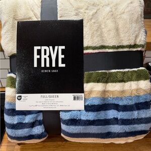 Frye Blue Striped Blanket Full/Queen